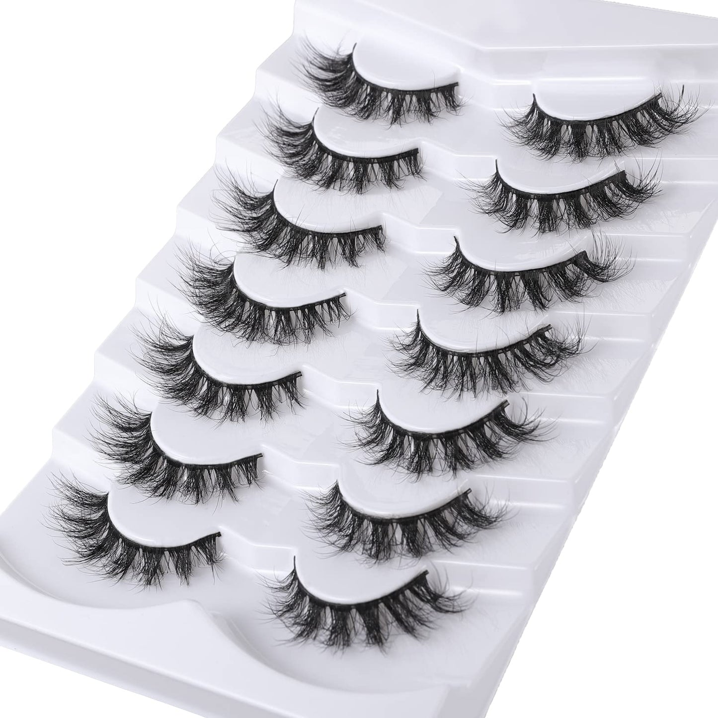Mebver False Eyelashes Cat Eye Lashes Faux Mink Lashes Natural Look Fluffy Wispy Lashes That Look Like Extensions Pestañas Postizas D Curl Lash Strips Beauty & Personal Care Mebver