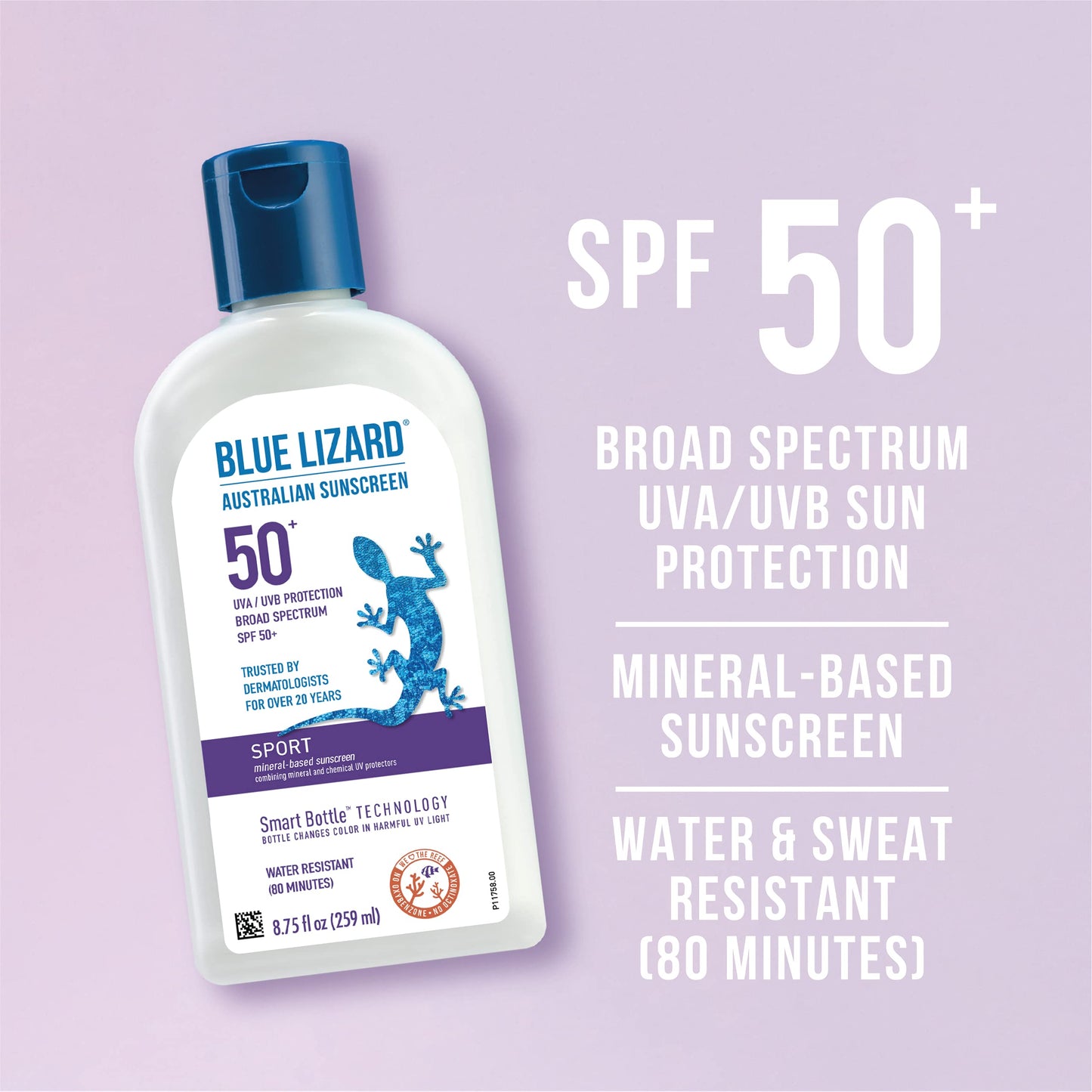 BLUE LIZARD Sport Mineral-Based Sunscreen Lotion - SPF 50+, Cream, Unscented, 8.75 Fl Oz Beauty & Personal Care BLUE LIZARD