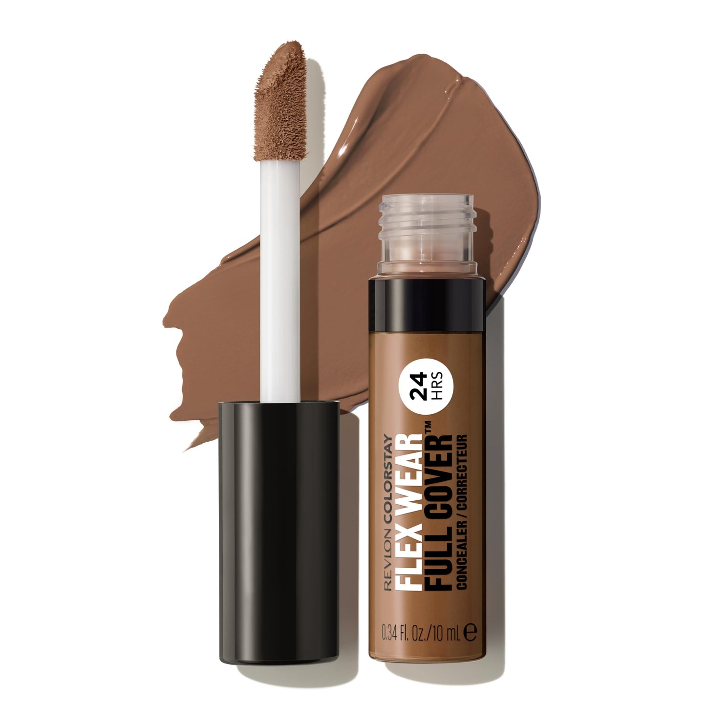 Revlon ColorStay Flex Wear, Full Cover Non-Creasing Concealer, Infused with Hyaluronic Acid & Vitamin E, Flexible Longwear, 075 Hazelnut, 0.34 fl oz. Beauty & Personal Care REVLON