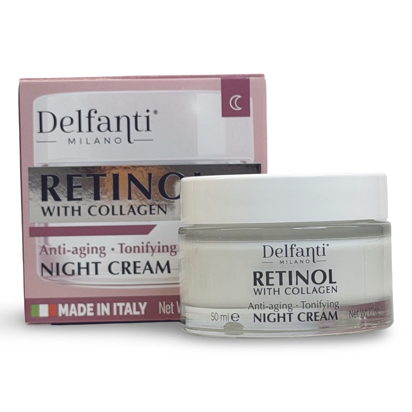 Delfanti-Milano • RETINOL with COLLAGEN • Anti-aging • Tonifying Night Cream • Face & Neck Moisturizer • Made in Italy • 1.7 oz Beauty & Personal Care Delfanti-Milano