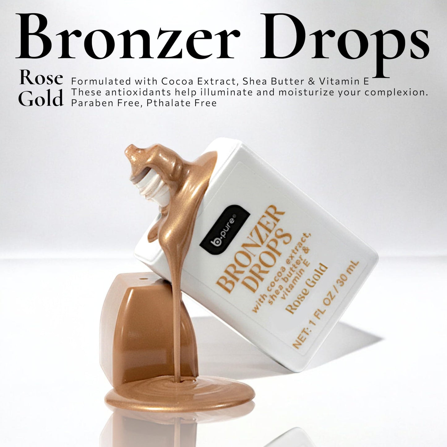 b.pure Moisturizing Bronzer Drops | Rose Gold | Tinted Face & Skin Glow Enhancer | 1 oz, 3-Pack Beauty & Personal Care b.pure