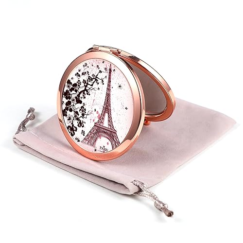 Dynippy Compact Mirror Rose Gold Makeup Mirror Folding Mini Pocket Mirror Portable Hand Mirror Double-Sided 2 x 1x Magnification for Woman Girls A-Red Beauty & Personal Care Dynippy