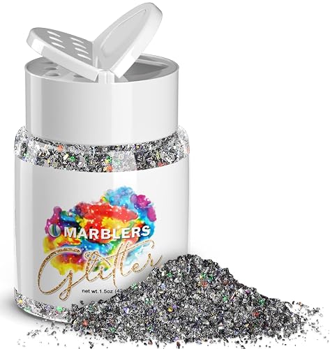 MARBLERS Holographic Glitter [Mixed Gray] 1.5oz (42g) | Chunky | Non-Toxic, Vegan, Cruelty-Free | Face, Body, Eyeshadow, Hair, Festival, Party Makeup Beauty & Personal Care MARBLERS