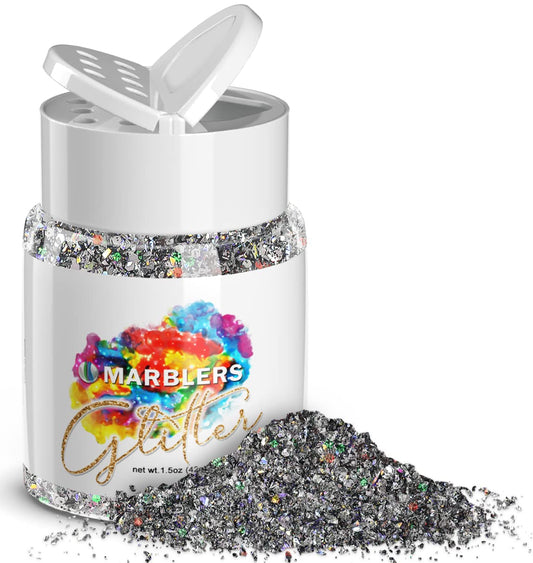 MARBLERS Holographic Glitter [Mixed Gray] 1.5oz (42g) | Chunky | Non-Toxic, Vegan, Cruelty-Free | Face, Body, Eyeshadow, Hair, Festival, Party Makeup Beauty & Personal Care MARBLERS