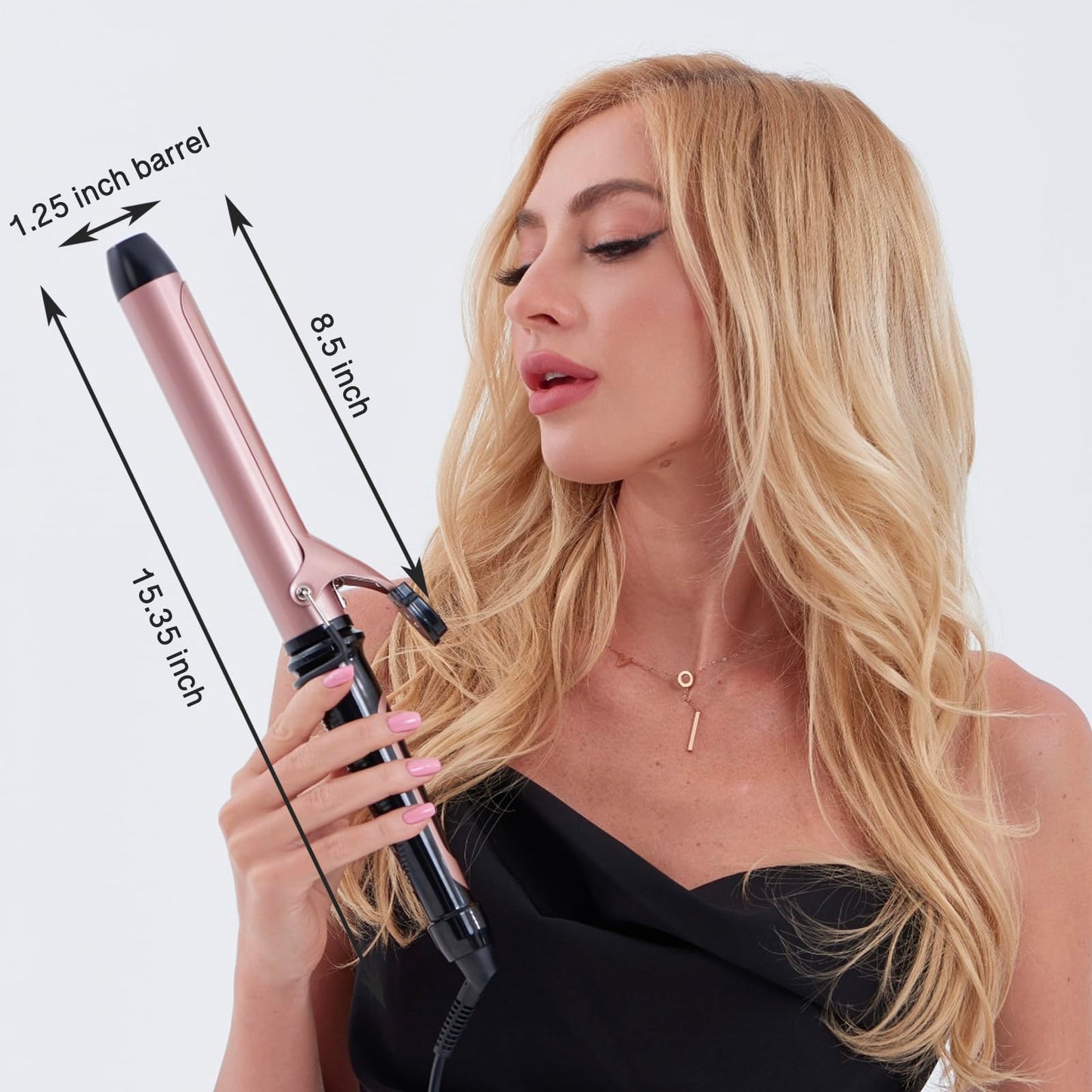 Lanvier 1.25 Inch Clipped Curling Iron with Extra Long Tourmaline Ceramic Barrel, Professional Hair Curler up to 450°F Dual Voltage for Traveling Beauty & Personal Care LANVIER