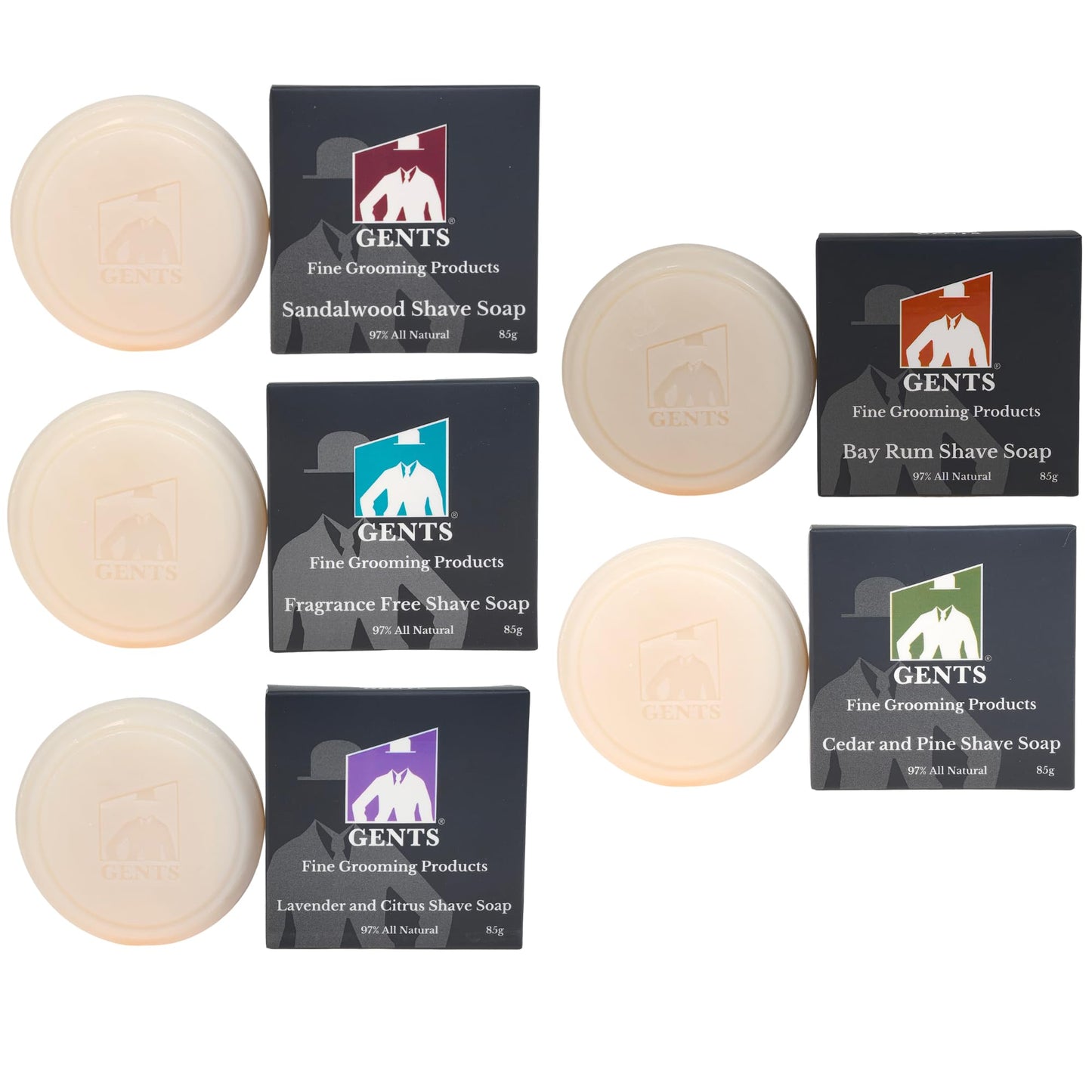 GENTS Men's Shaving Soap All Natural Enriched with Shea Butter and Glycerin, 3-Ounce Each, Variety Pack Pack of 5 Beauty and Personal Care G.B.S