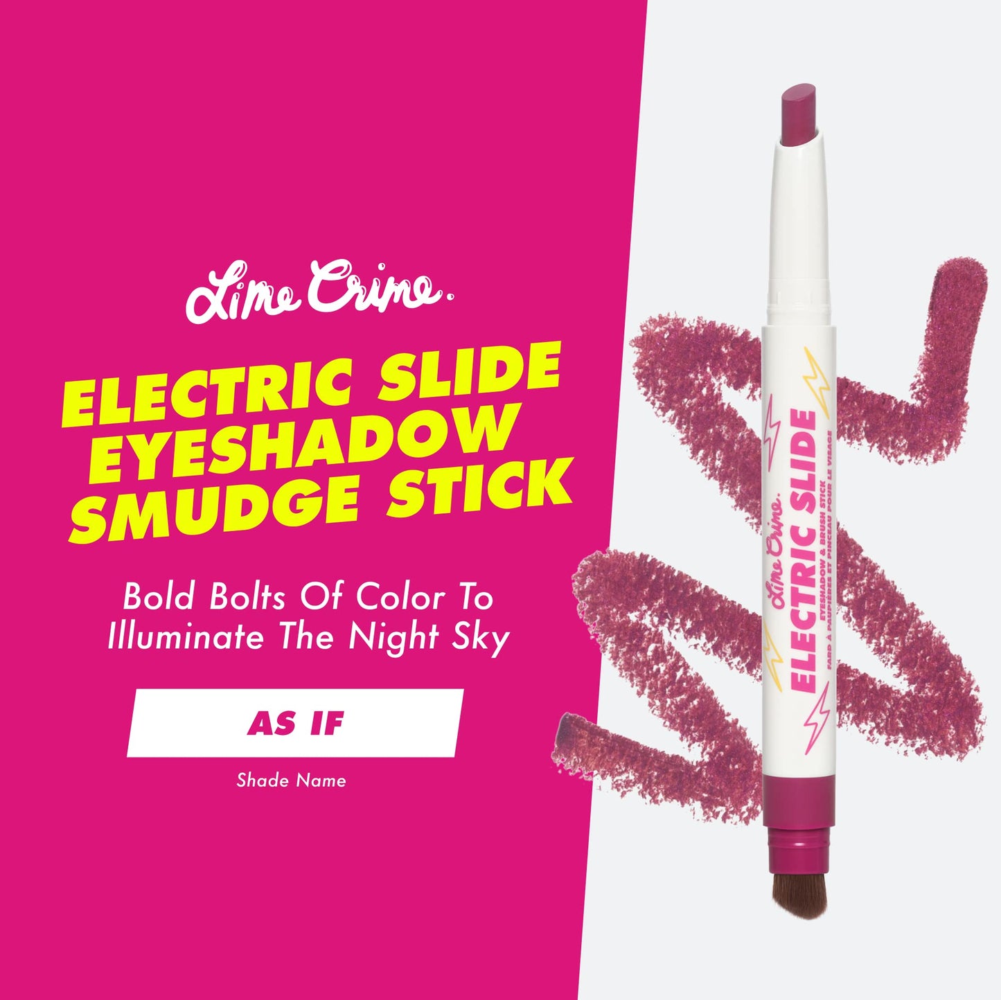 Lime Crime Electric Slide Eyeshadow & Brush Stick, As If - Lightweight 2-in-1 Eyeshadow Smudge Stick with Angled Brush for Long Lasting & Natural Beauty & Personal Care Lime Crime