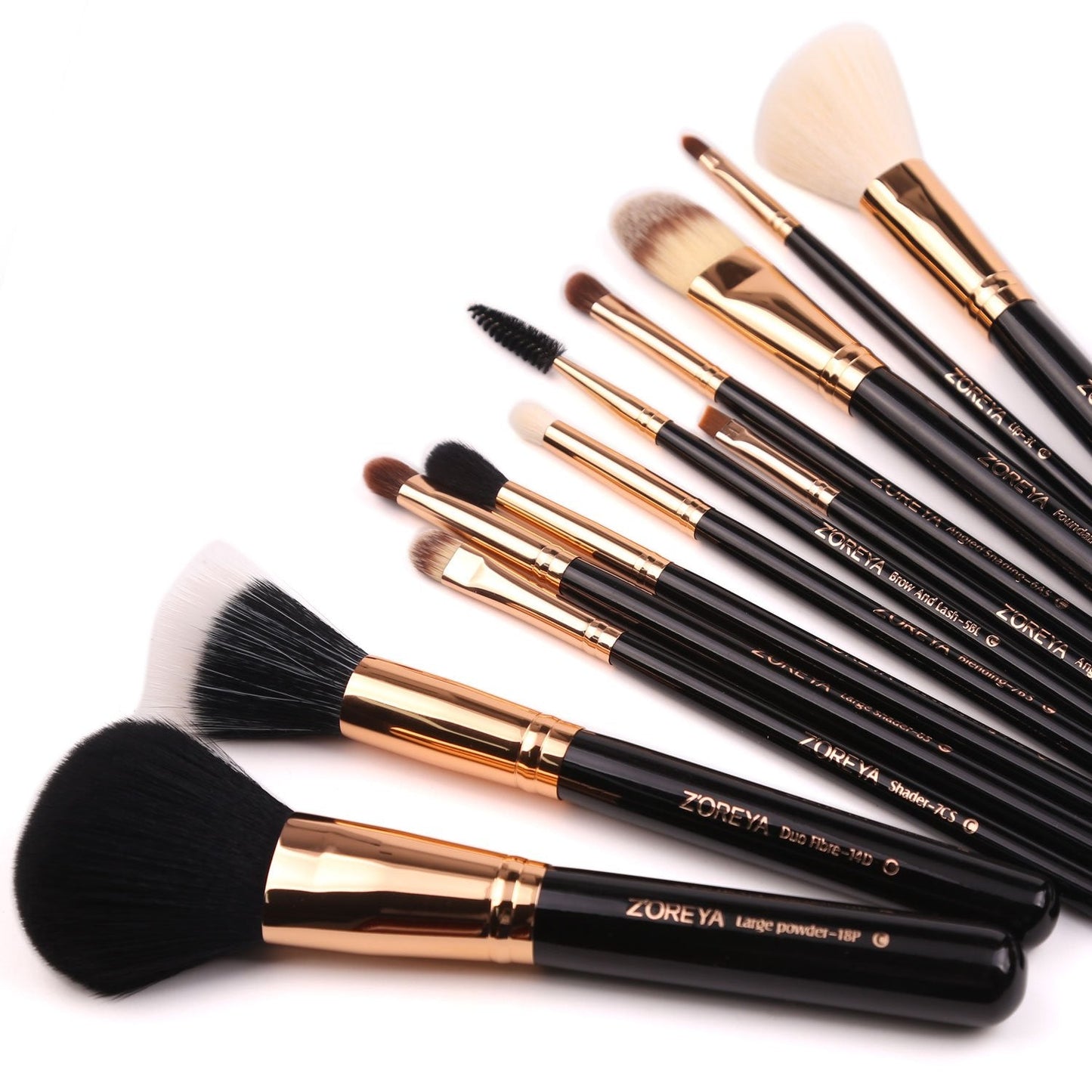 Z'OREYA Premium Travel makeup brush set 12 pieces essential Cosmetic tools Synthetic Hair Foundation Powder Eye Cosmetic brushes With Black Holder Beauty & Personal Care Z'OREYA