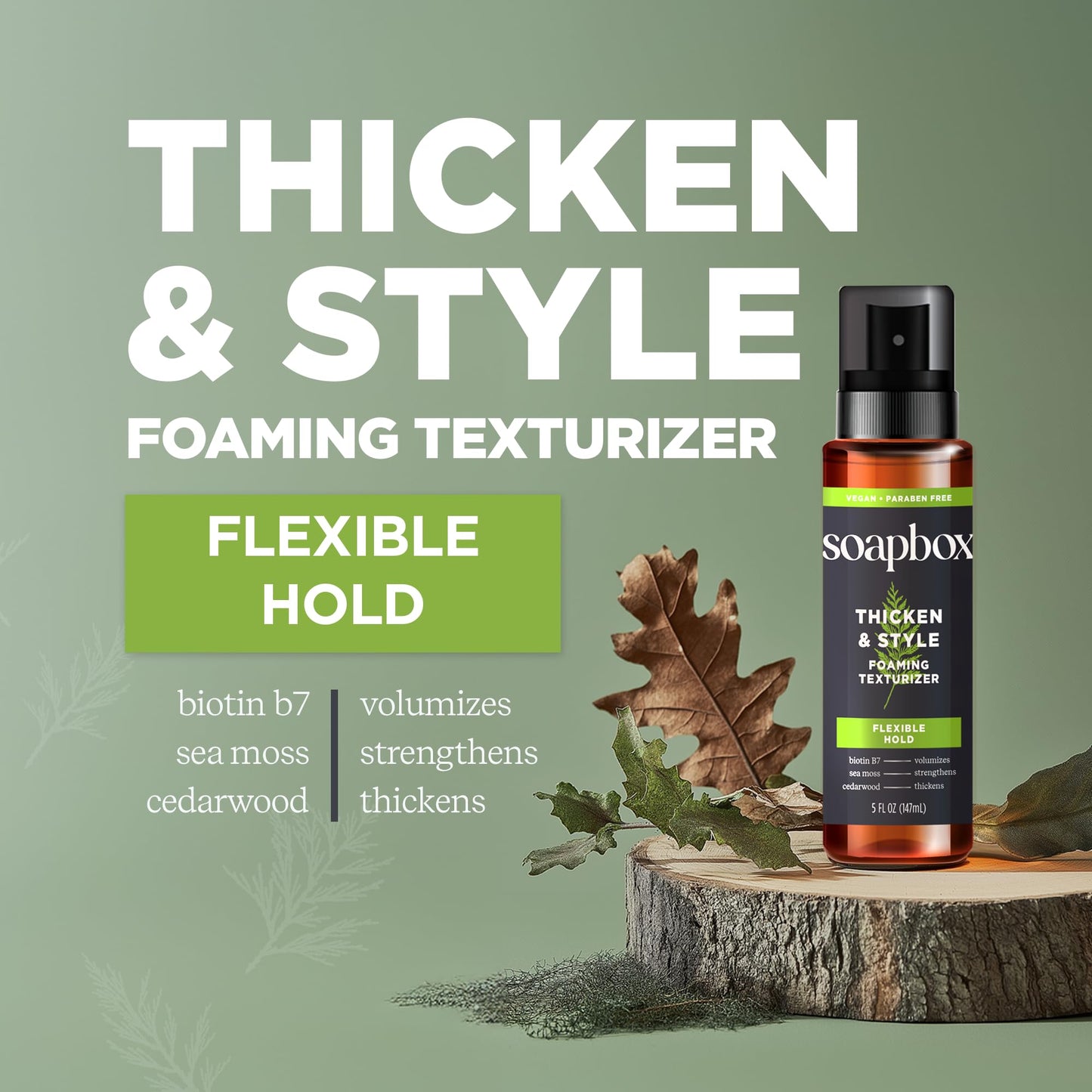 Soapbox Men's Thicken & Style Foaming Texturizer, Hair Looks Thicker, Fuller, & Volumized - Clean Ingredients Free of Harsh Chemicals, Sulfates Beauty & Personal Care Soapbox