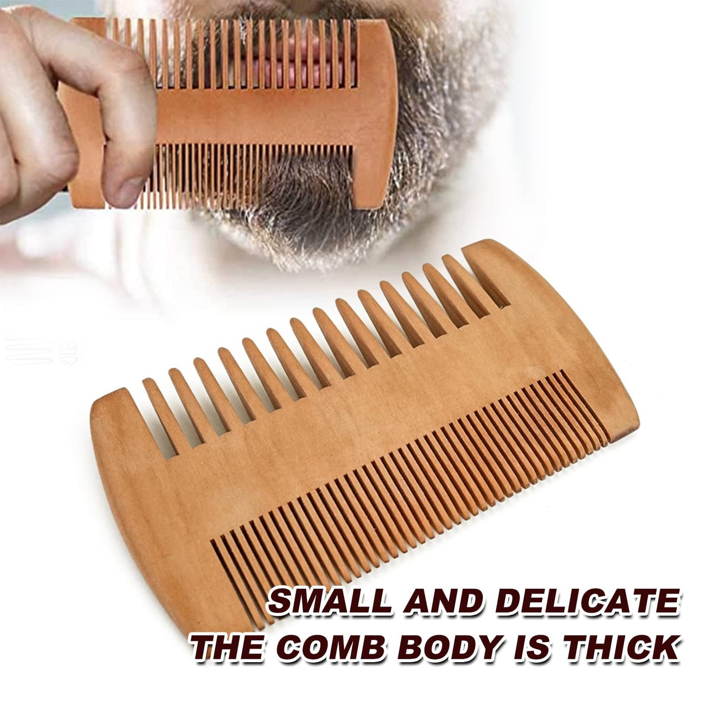 Wooden Beard Grooming Set, 2-Piece Boar Bristle Brush and Comb Kit for Men's Facial Hair Care and Styling Beauty and Personal Care FITALA