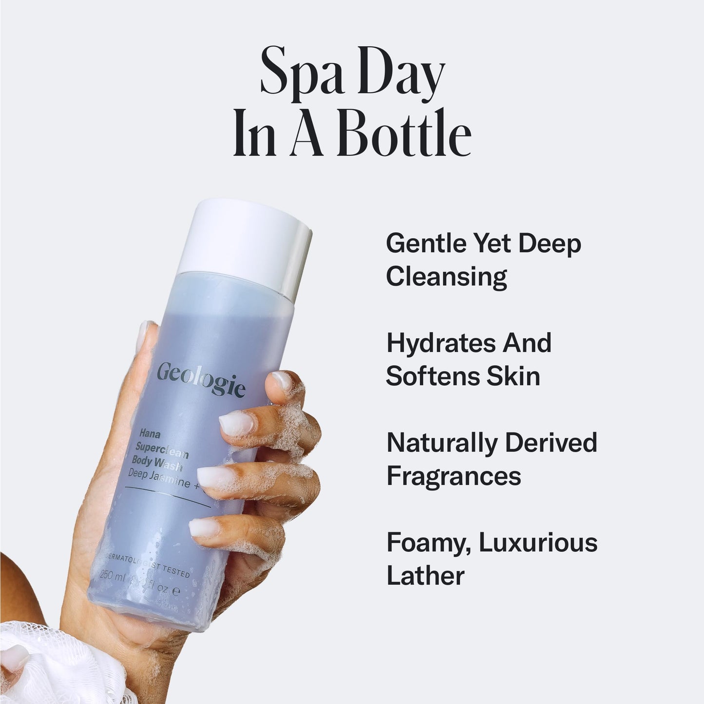 Geologie Hana Superclean Body Wash | Deep Cleansing Jasmine + Clove Shower Gel for Men & Women | All-Natural Clean & Hydrating Derm-Grade Formula | Beauty & Personal Care Geologie