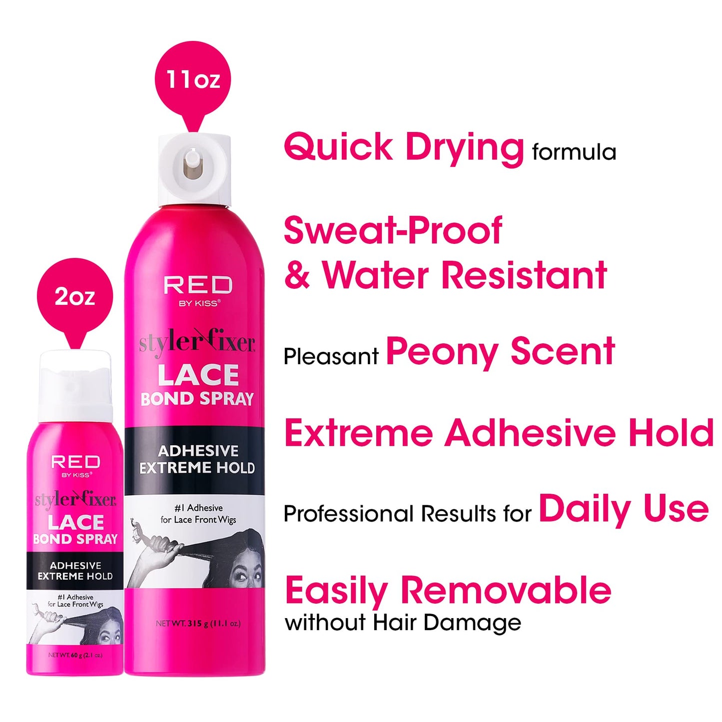 Red by Kiss Hair Glue Spray for Lace Front Wigs, 2oz, Extreme Hold, Water-Resistant, Sweat-Proof, Delicate Removal Beauty & Personal Care Red by Kiss