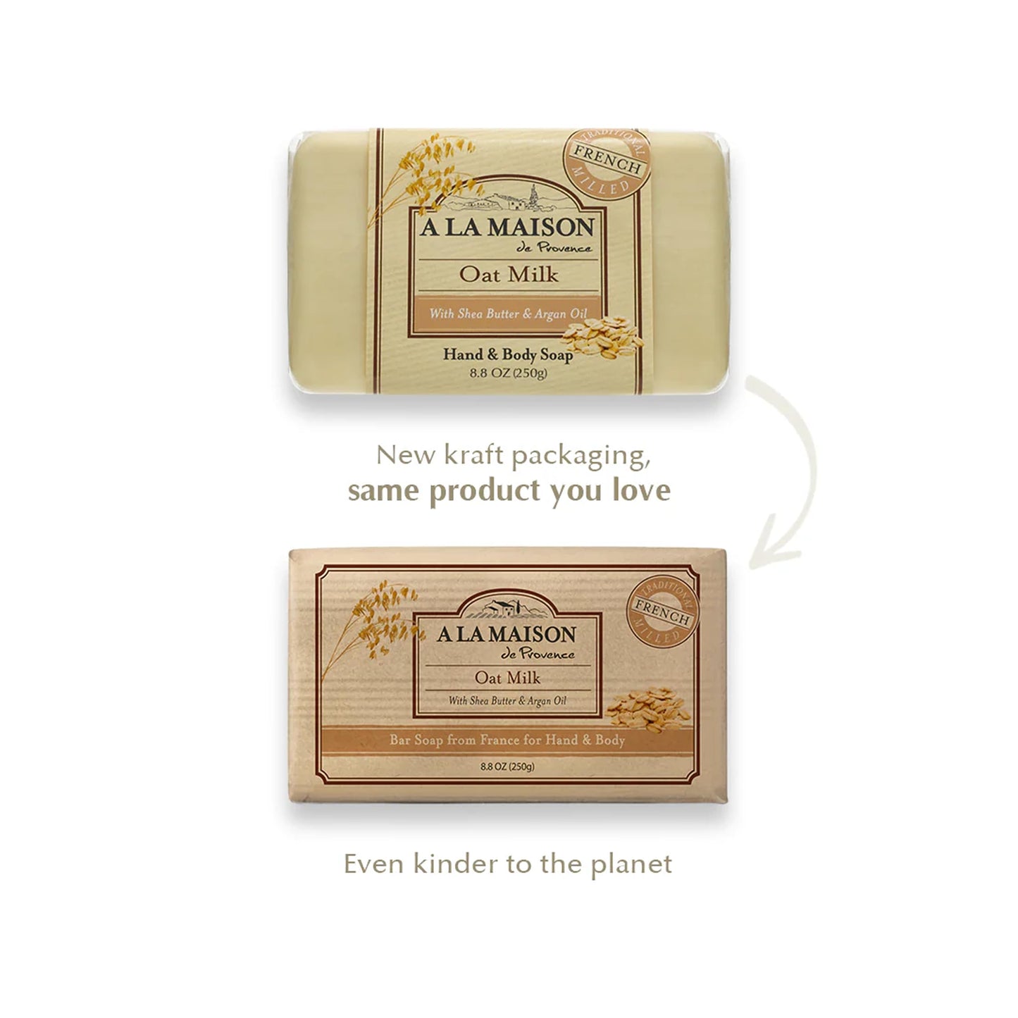 A LA MAISON Oat Milk Bar Soap - Triple French Milled Natural Moisturizing Hand Soap Bar (1 Bar of Soap, 8.8 oz Bar) Beauty & Personal Care A LA MAISON