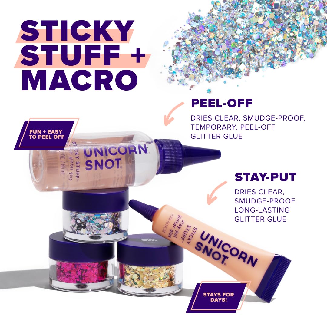 UNICORN SNOT Macro Face & Body Glitter | Cosmetic Grade Large-Particle Loose Glitter | Safe for Face, Easy Application & Removal - Silver (Lunar) Beauty & Personal Care UNICORN SNOT