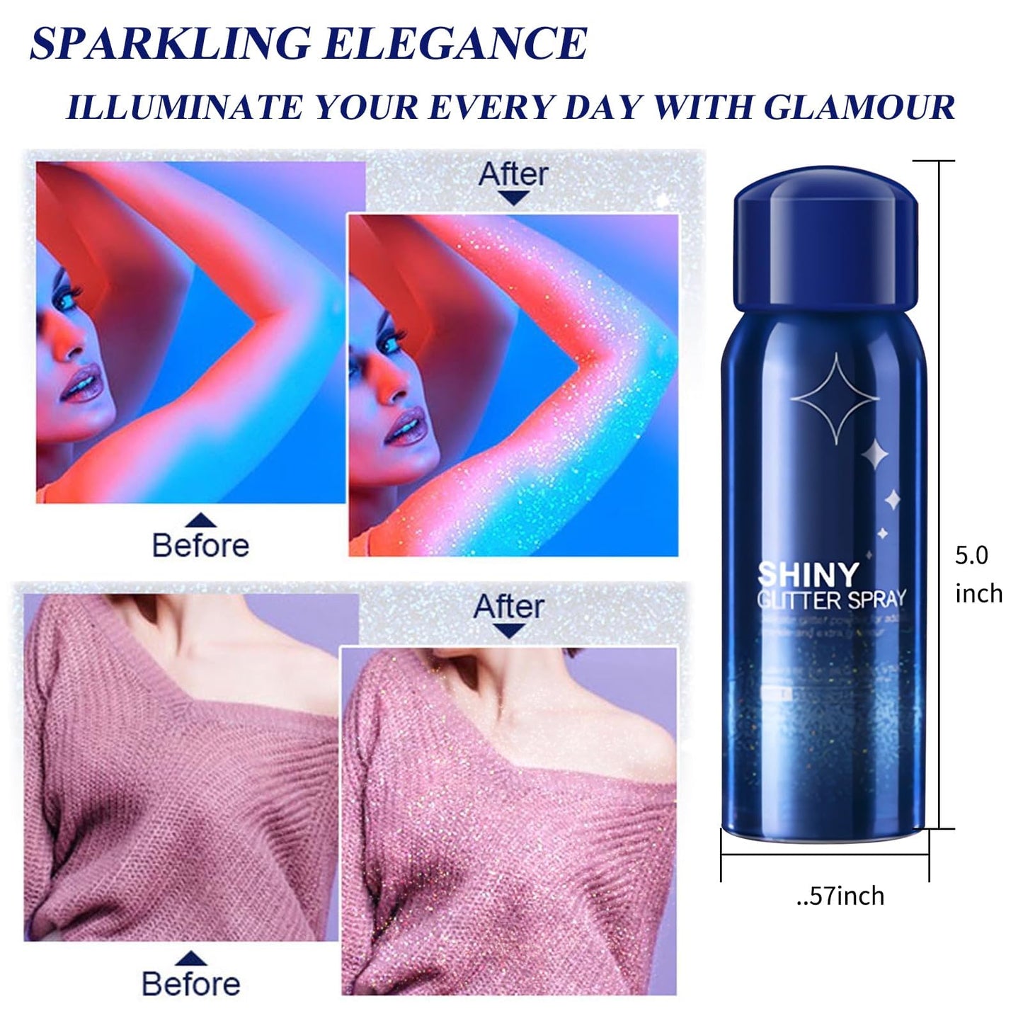 HANYWIL Body Glitter, Glitter Spray for Hair and Body, Spray, Hairspray Clothes, Long-Lasting Shimmer Suitable Stage, Festival Rave Makeup Prom 2.11 Beauty & Personal Care HANYWIL
