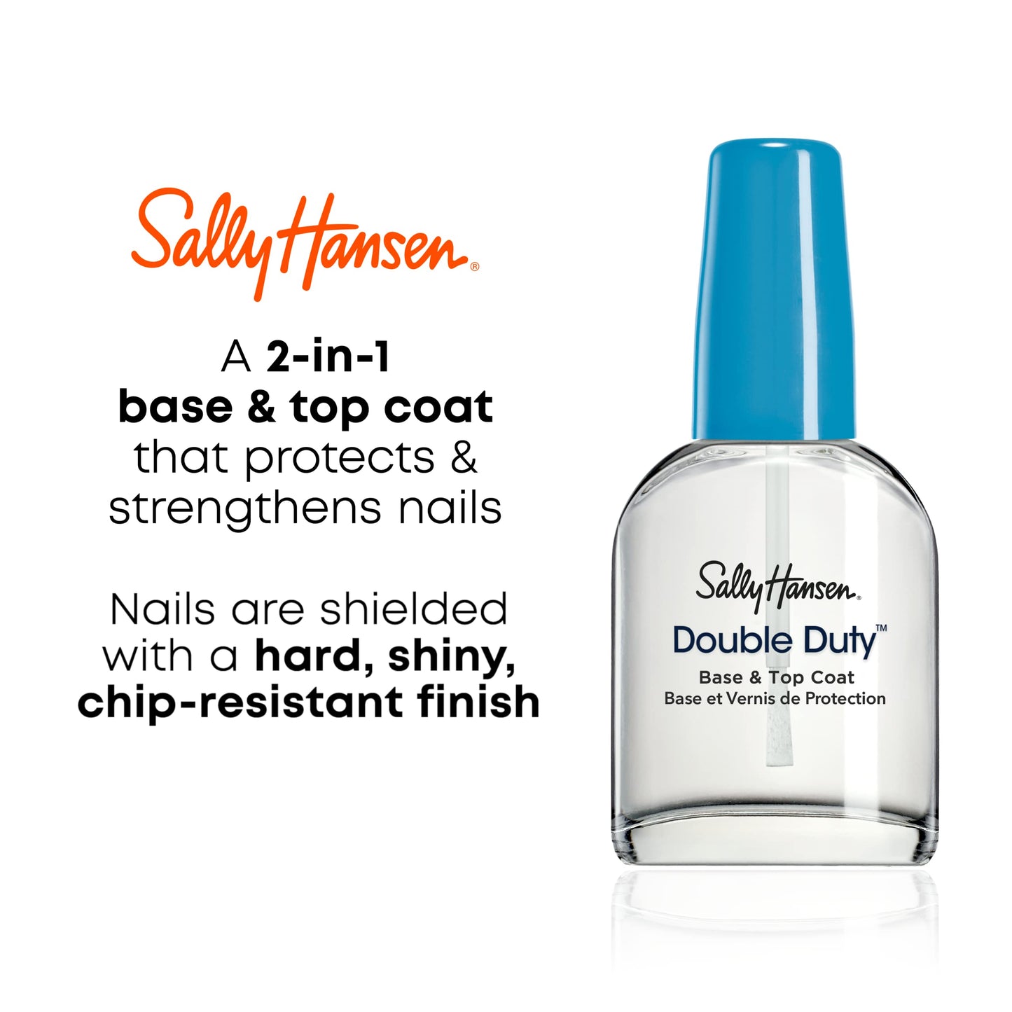 Sally Hansen Double Duty™, Base and Top Coat, Quick Dry, Long Lasting, Streak-Free Shine, Clear Nail Polish Beauty & Personal Care Sally Hansen