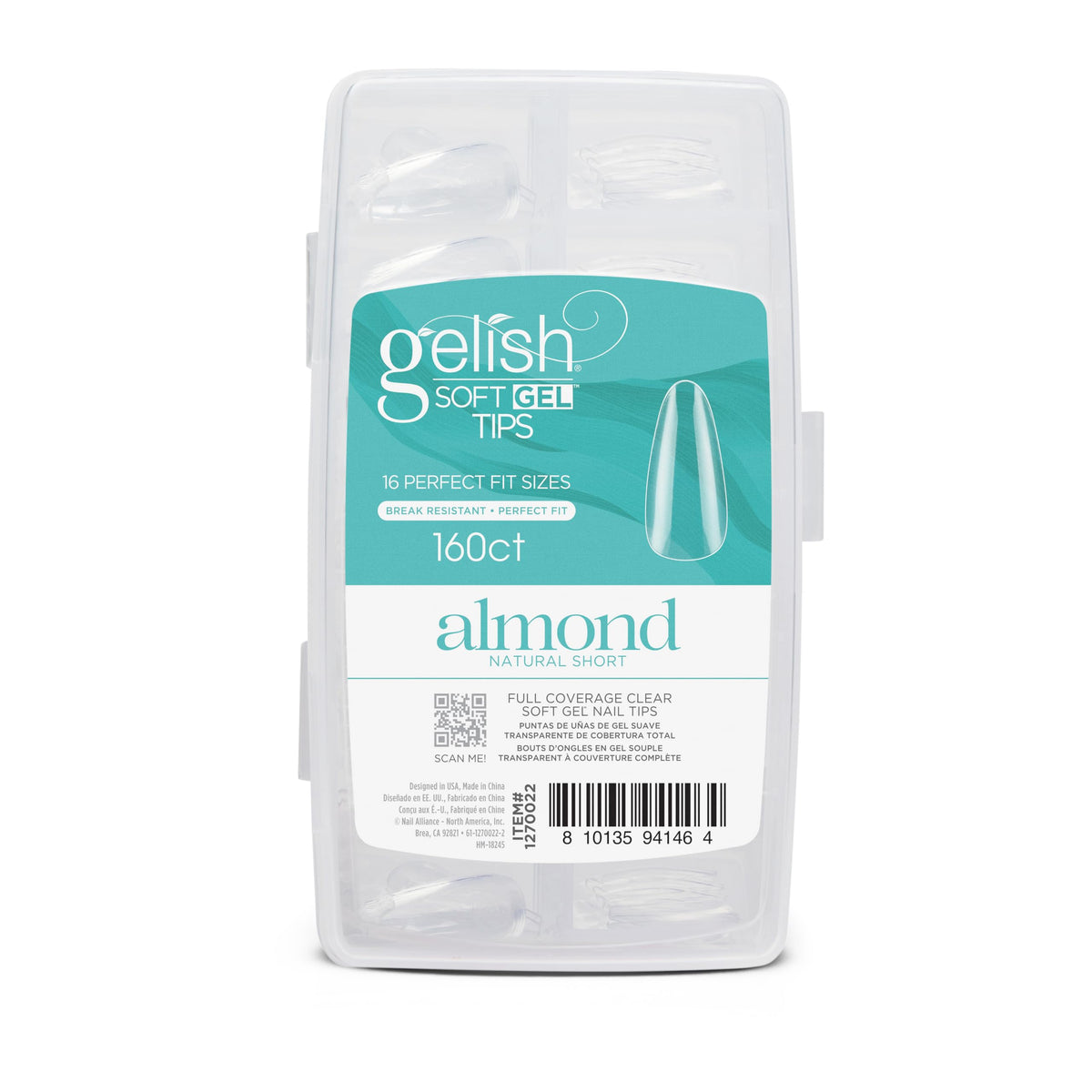 Gelish Soft Gel™ Tips Press on Nails Extension - Short Almond Natural, 160 Count