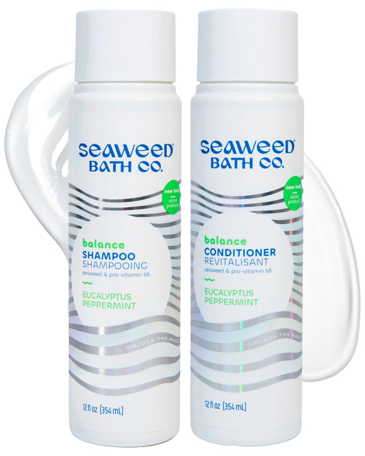Seaweed Bath Co. Balance Shampoo and Conditioner Set - Eucalyptus Peppermint - Nourishing Hair Care with Vitamin E, Argan Oil, Coconut Oil Beauty & Personal Care The Seaweed Bath Co.