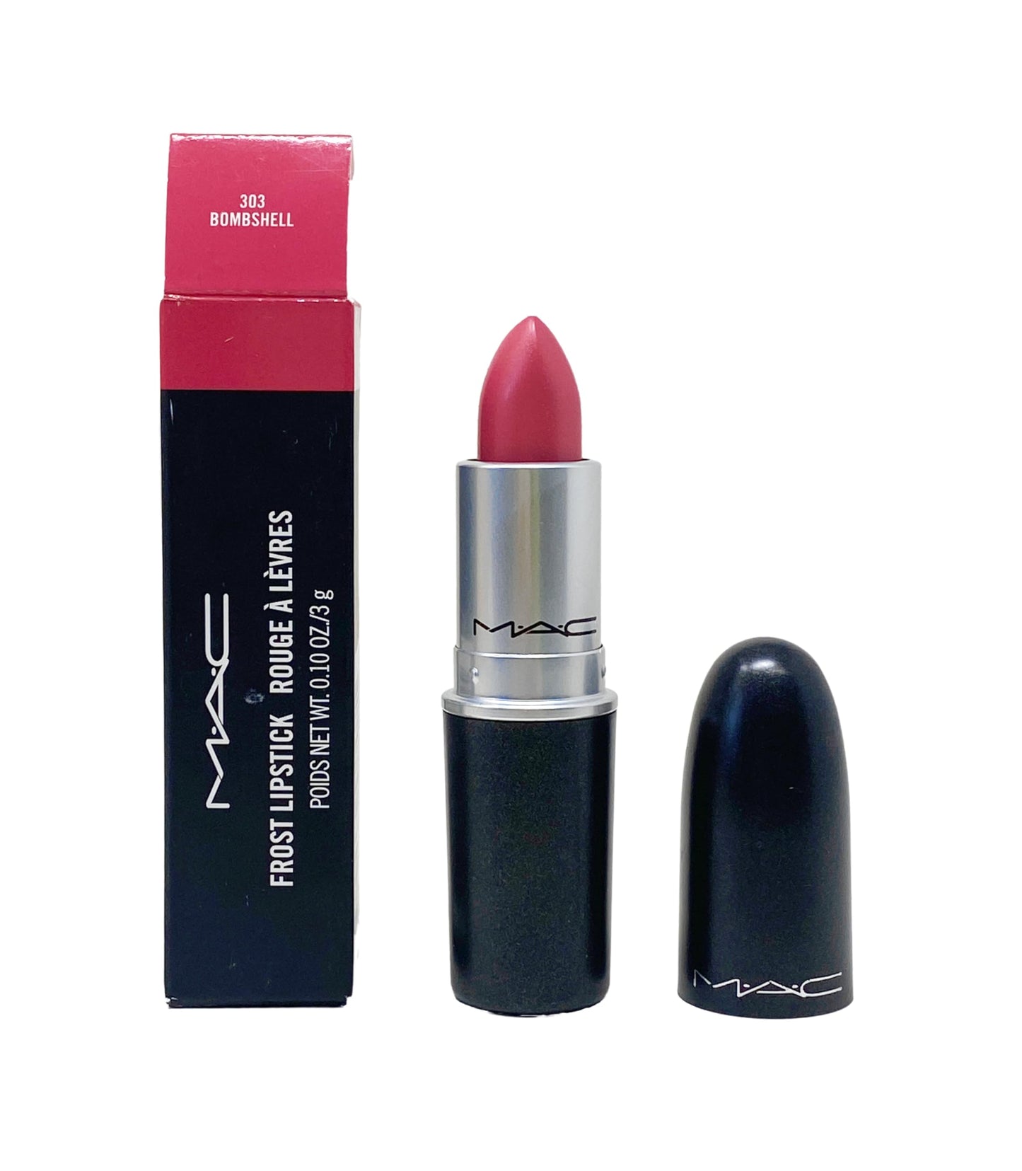 MAC Cosmetics Frost Lipstick - 303 Bombshell (Bright rosy pink w. shimmer) .10 Oz Beauty & Personal Care MAC