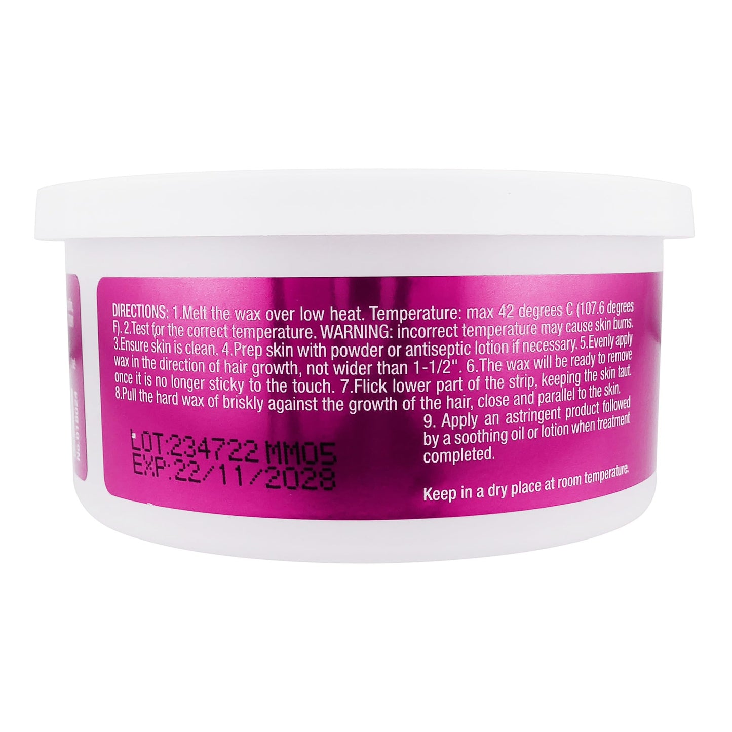 Waxness Pink Glow Hard Wax for Face & Eyebrows - 5 oz (140 g) Stripless Hard Wax with Gel-Like Texture and Pink-Magenta Color, Professional Use - Made Beauty and Personal Care Waxness