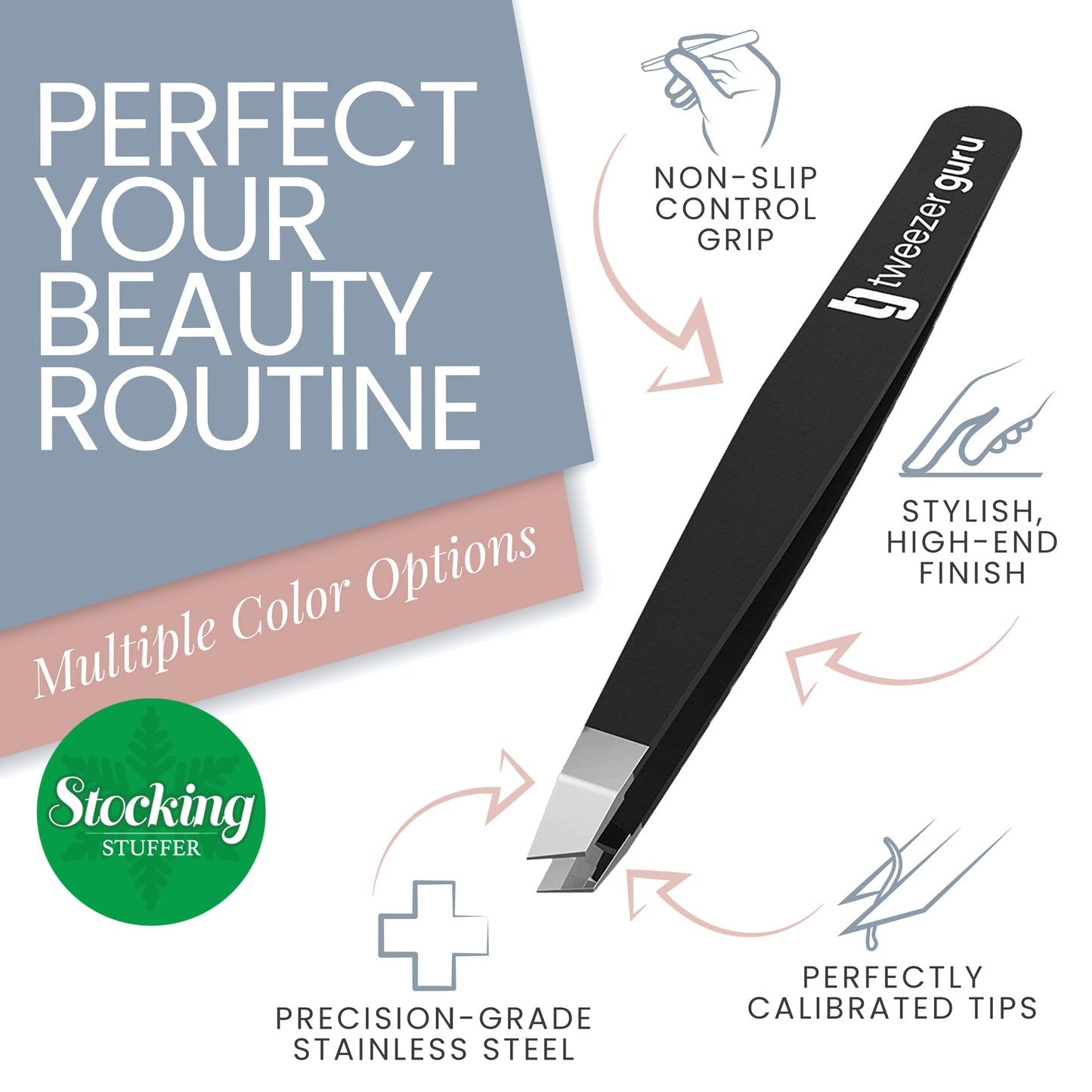 Tweezer Guru Tweezers for Women - Slant Pointed Precision Tweezers for Eyebrows & Ingrown Hair Removal - Blackhead and Splinter Tweezer with Sharp Beauty & Personal Care TWEEZER GURU