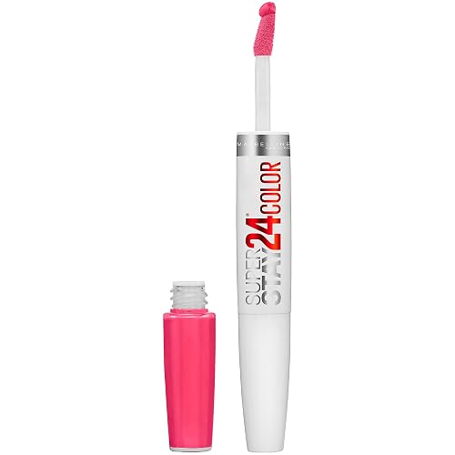 Maybelline Super Stay 24, 2-Step Liquid Lipstick Makeup, Long Lasting Highly Pigmented Color with Moisturizing Balm, Pink Goes On, Neon Pink, 1 Count Beauty & Personal Care MAYBELLINE