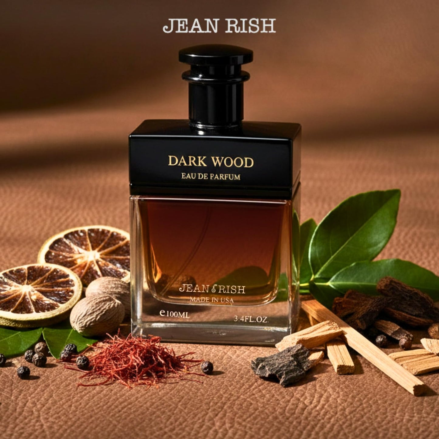 Jean Rish Dark Wood Perfume for Men Eau De Parfum, Long-Lasting Luxury Fragrance, Made In USA - Saffron, Oud, Bergamot Scent - 100ml / 3.4 oz Beauty & Personal Care Jean Rish