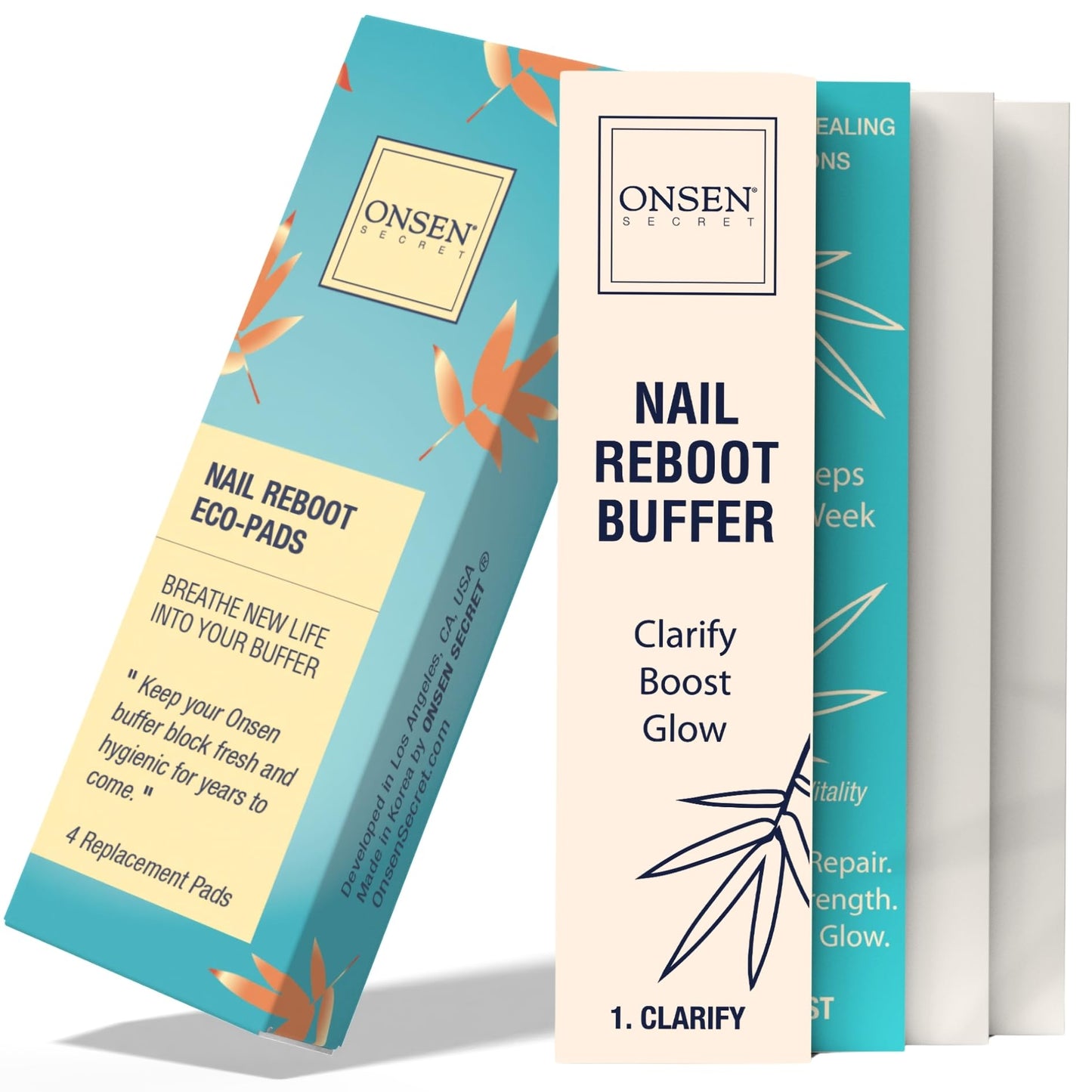 Onsen Secret Nail Buffer Block Replacement Pads - 3 Way Buffing Block Smooth Shine Natural Nail Buffing w/ 3 Sides Coarse, Soft, Silky, Buffer Beauty & Personal Care Onsen Secret