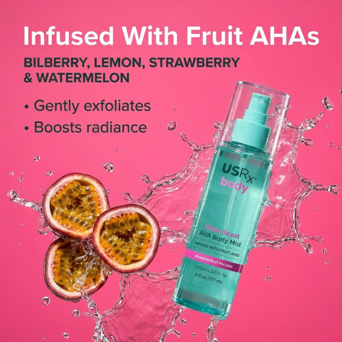 Urban Skin Rx Glow Boost AHA Body Mist, Helps Smooth, Gently Exfoliate, and Boost Radiance, Mood-Boosting Scent, Hydrate, Soothe, and Refresh Beauty & Personal Care Urban Skin Rx