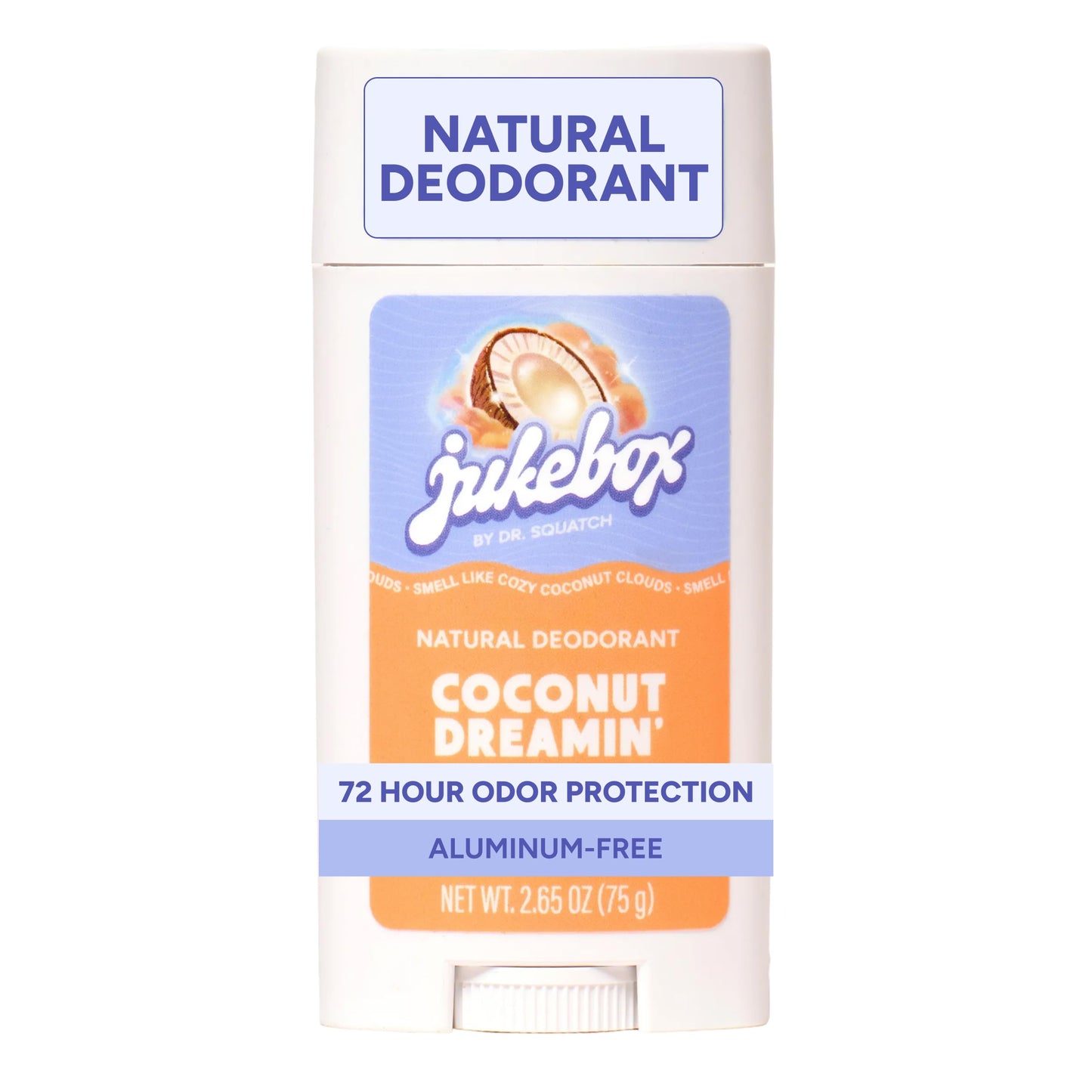 Jukebox Natural Women’s Deodorant - Aluminum Free, 72 Hour Odor Protection - Made with Arrowroot, Charcoal & Postbiotics - Coconut Dreamin', 2.65 oz Beauty and Personal Care JUKEBOX