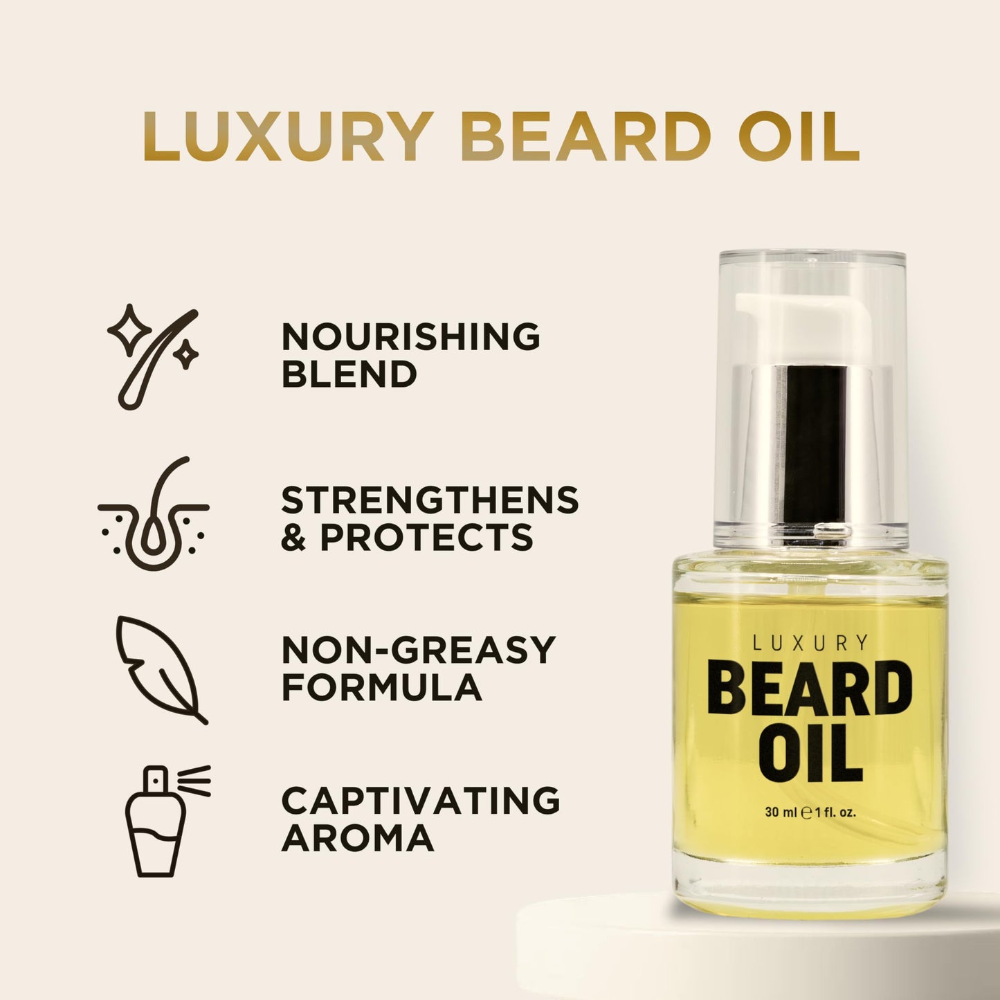 RICH Luxury Beard Oil for Men, Deep Conditioning and Softening, Soothes Beard Itch and Flakes, Lightweight and Fast Absorbing, Paraben-Free, Clean Beauty and Personal Care RICH