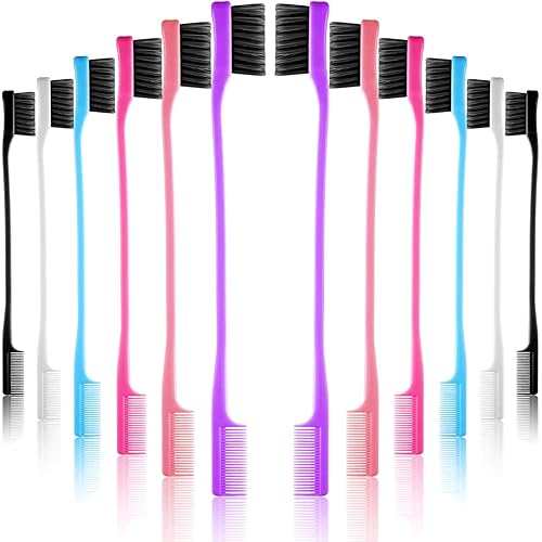 Yaomiao 12 Pieces Hair Edge Brushes Double Sided Edge Hair Comb Natural Styling Eyebrow Combs, Smooth Grooming for Women, 6 Random Colors Beauty & Personal Care Yaomiao