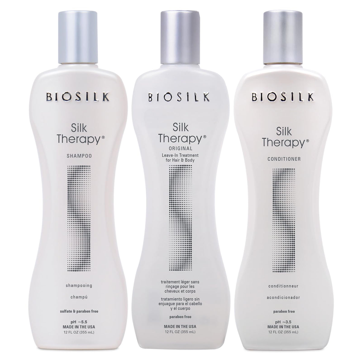 BioSilk 3-Piece Silk Therapy Kit, Shampoo, Conditioner & Serum for Healthy, Shiny, Manageable Hair, Sulfate-Free, Paraben-Free, Cruelty-Free, 12 Oz Beauty & Personal Care BioSilk