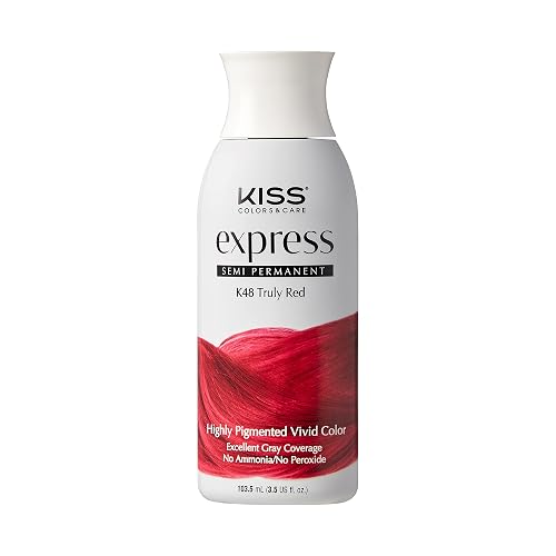 Kiss Express Semi-Permanent Hair Color 100mL (3.5 US fl.oz) (1 PACK, Truly Red) Beauty & Personal Care KISS
