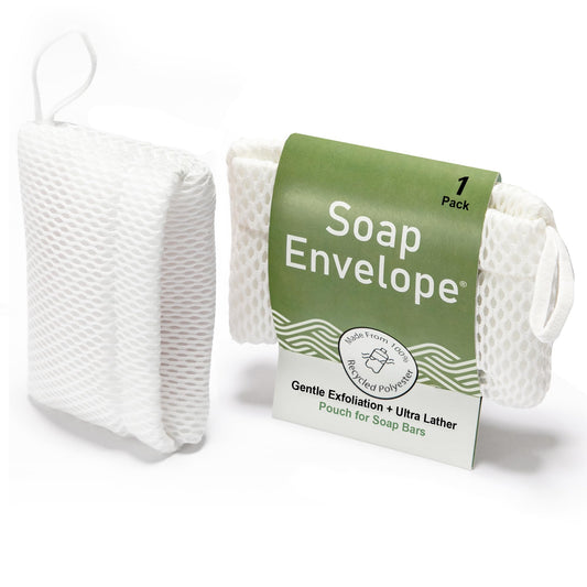 Soap Envelope 100% Recycled - Soap Saver Pouch for bar soap, Loofah Bath Scrubber for Bar Soap + Gentle Exfoliator, mesh soap Bag, soap Pouch Beauty & Personal Care Soap Envelope