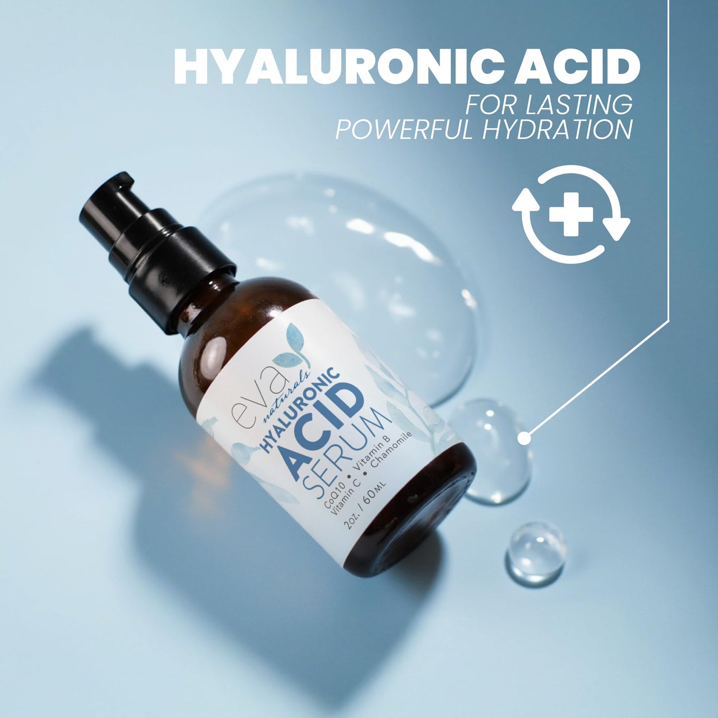 Eva Naturals Hyaluronic Acid Serum for Face - Lightweight Hydrating Facial Serum - Daily Moisturizer with Vitamin B5 - 60 ml Beauty & Personal Care Eva Naturals