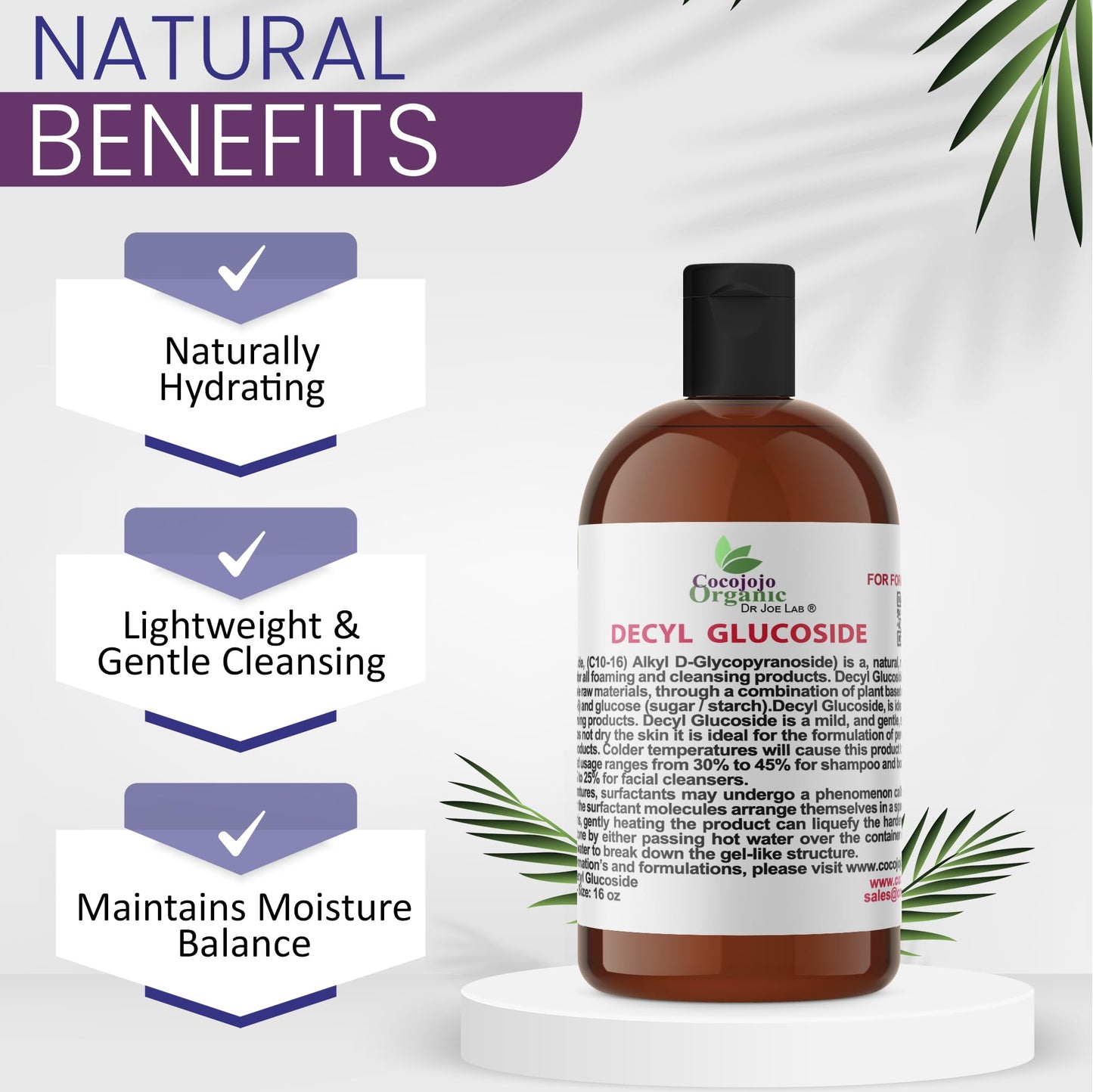 Dr Joe Lab Decyl Glucoside Natural Surfactant - Surfactants for Soap Making, Lauryl Glucoside, DIY Shower Gel, Skin Care, Body and Face Wash, Plant Beauty & Personal Care Dr Joe Lab