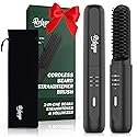 Beard Straightener for Men, Portable Cordless Heated Hair & Beard Straightening Brush with Anti-Scald & Ionic Technology, 3 Temperature Setting Comb Beauty & Personal Care REHOYO