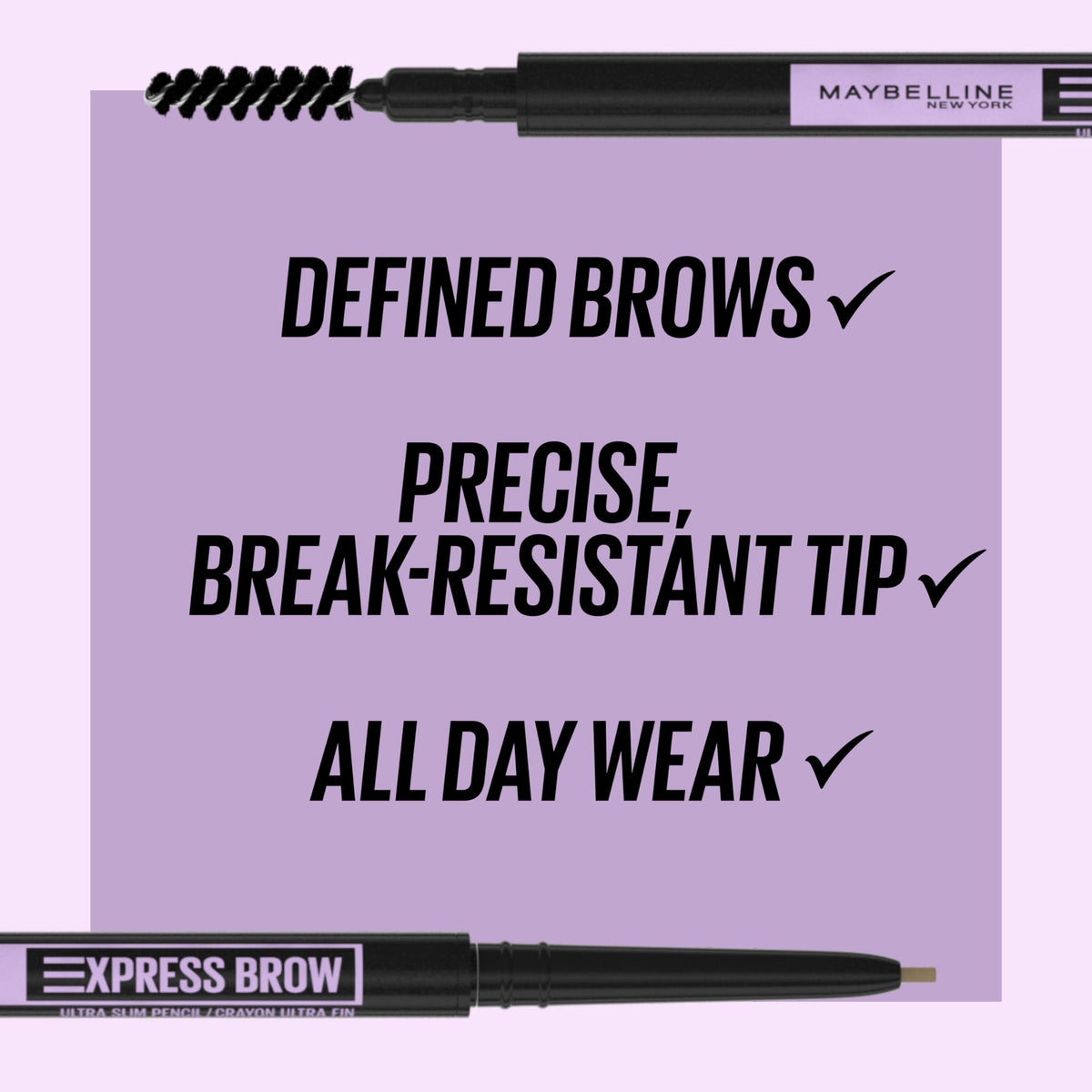 Maybelline Express Brow Ultra Slim Eyebrow Makeup, Brow Pencil with Precision Tip and Spoolie for Defined Eyebrows, Soft Brown, 1 Count Beauty & Personal Care MAYBELLINE