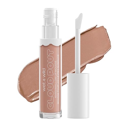 wet n wild Lip Cream Cloud Pout w/Marshmallow, Light Brown Fluffernutter | Argan Oil | Vitamin E | Marshmallow Flavored Beauty & Personal Care wet n wild