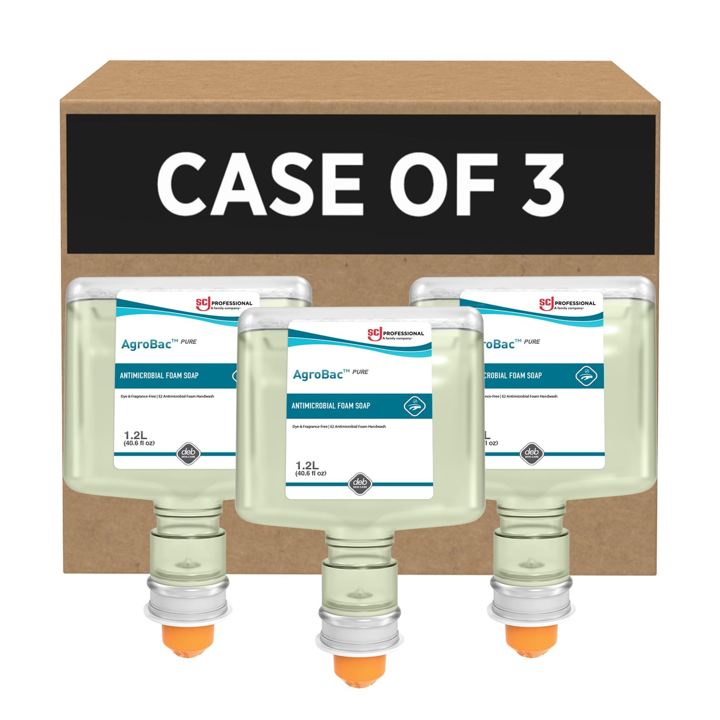 AGROBAC PURE FOAM ANTRIBAC HAND WASH 1.2 LITER TOUCH FREE, 3 PACK Beauty & Personal Care SC Johnson Professional