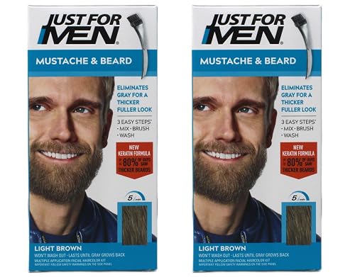 JUST FOR MEN Brush-In Color Gel, Mustache & Beard M-25 Light Brown 1 Each (Pack of 2) Beauty & Personal Care Just for Men