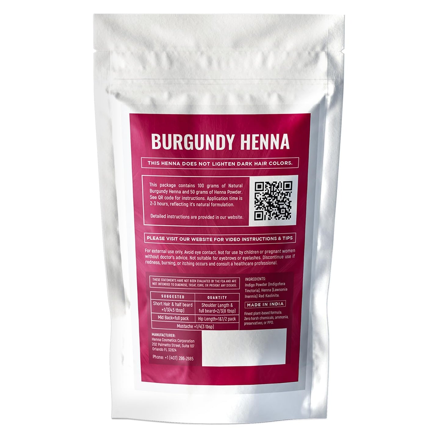 Henna Cosmetics Henna Hair Dye, Burgundy, 100g + Free 50g Henna Beauty & Personal Care HENNA COSMETICS CYPRI