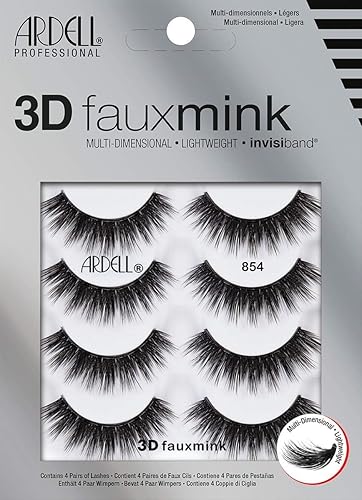 Ardell 3D Faux Mink Lashes 854 - Lightweight False Eyelashes with Invisiband, Dramatic Volume and Flare, 4-Pair, 1-Pack Beauty & Personal Care Ardell