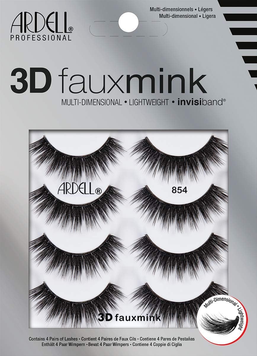 Ardell 3D Faux Mink Lashes 854 - Lightweight False Eyelashes with Invisiband, Dramatic Volume and Flare, 4-Pair, 1-Pack Beauty & Personal Care Ardell