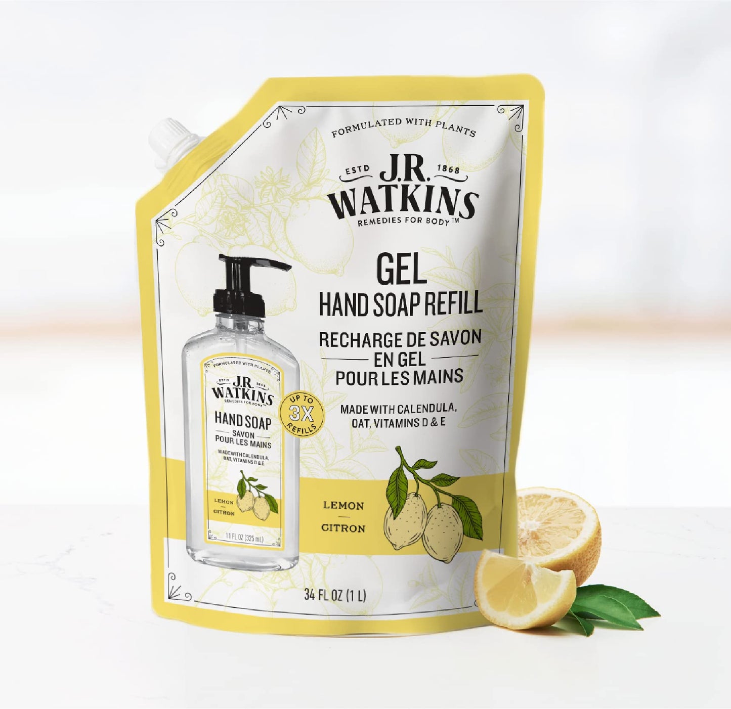 J.R. Watkins Liquid Hand Soap Lemon Refill, 34 Fl Oz Beauty & Personal Care J.R. Watkins