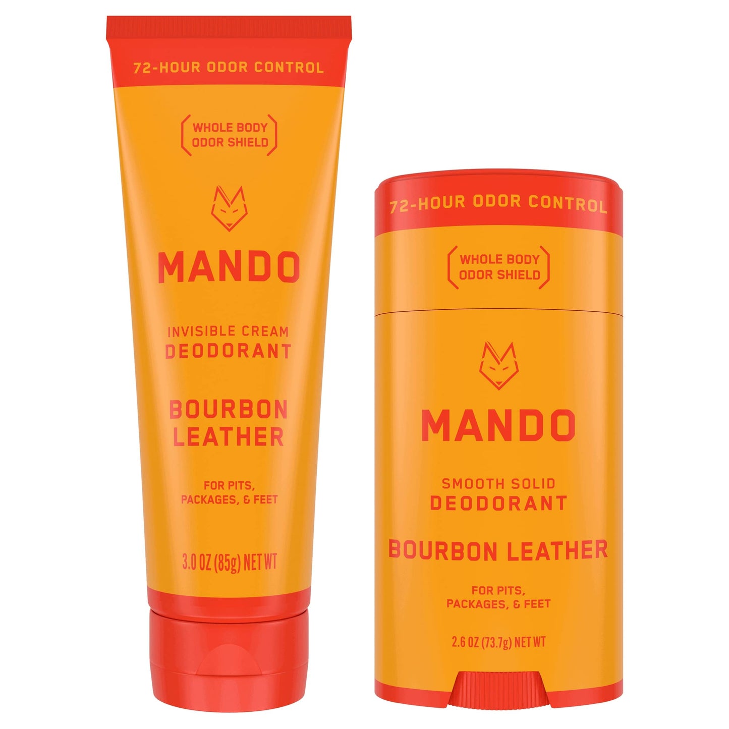 Mando Bourbon Leather Body Deodorant - 72 Hour Odor Control, Aluminum Free, Baking Soda Free - 3.0 Oz Tube and 2.6 Oz Solid Stick Beauty and Personal Care Mando