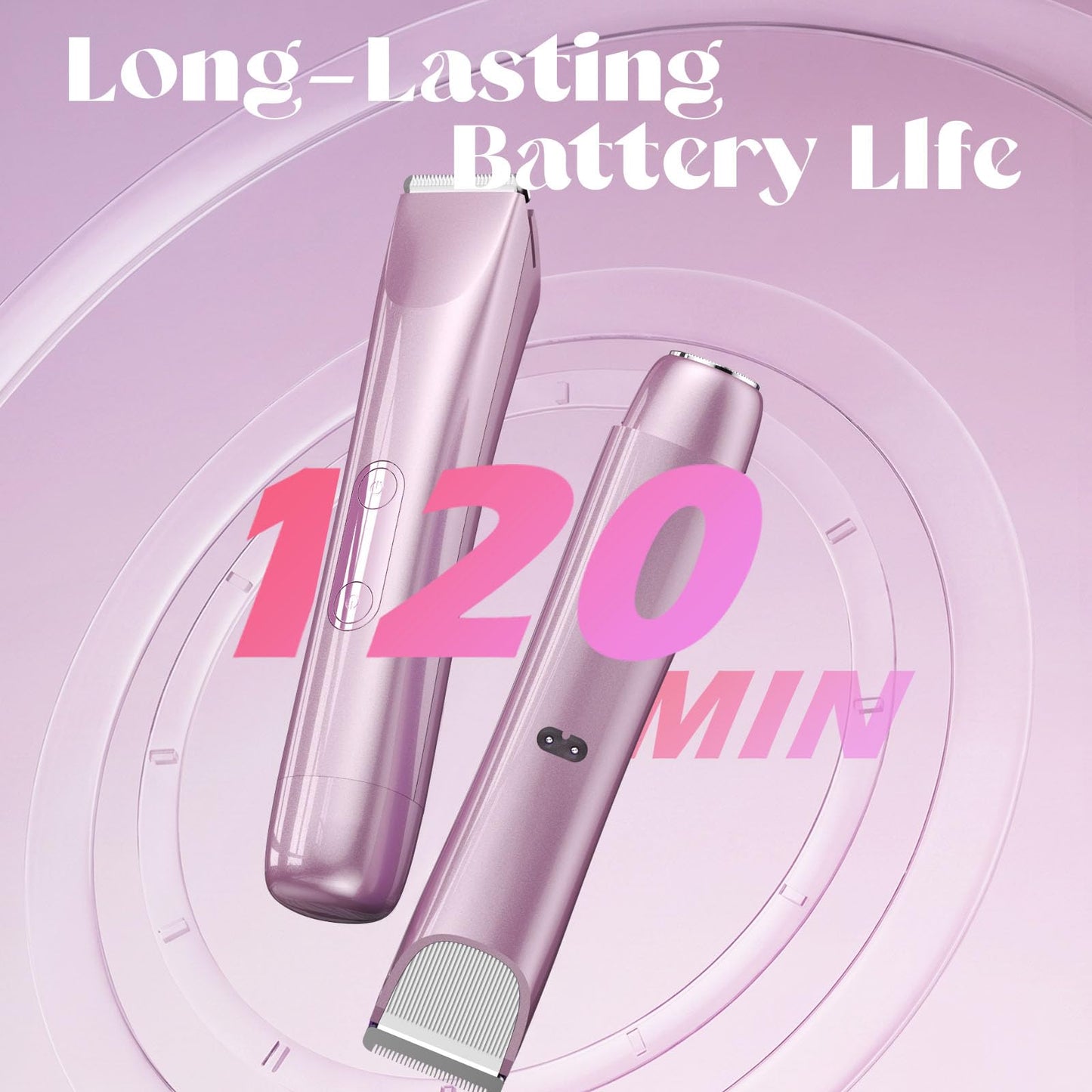 Bikini Trimmer for Women, 2 in 1 Dual Head Electric Razors, IPX7 Waterproof & Painless Shaver, Cordless Pubic Hair Trimmer for Leg Face Underarm Body Beauty and Personal Care RICAF