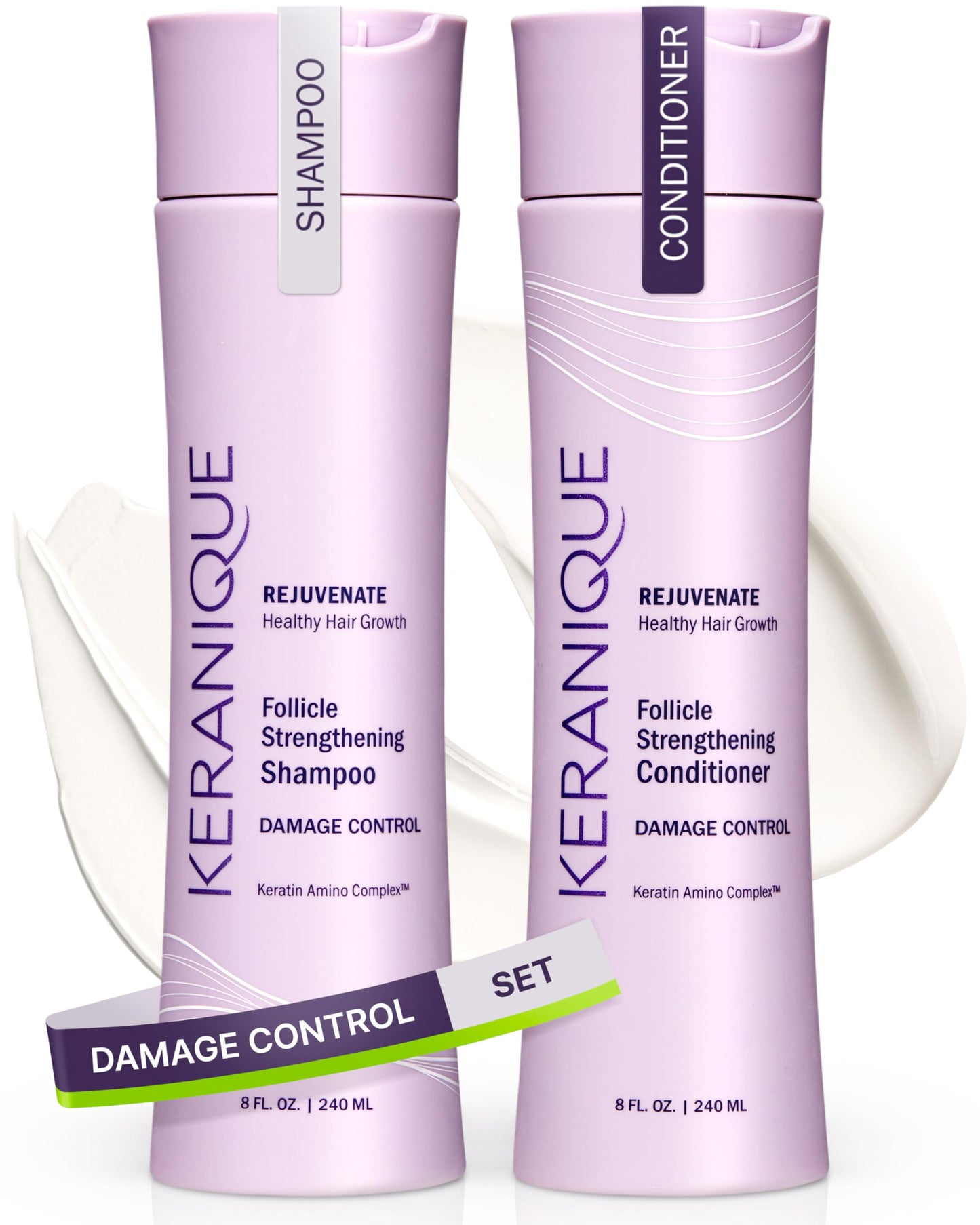 Keranique Damage Control Anti-Breakage Shampoo & Conditioner for Damaged, Thinning Hair - Intense Repair, Strengthening with Keratin, Biotin Beauty & Personal Care Keranique