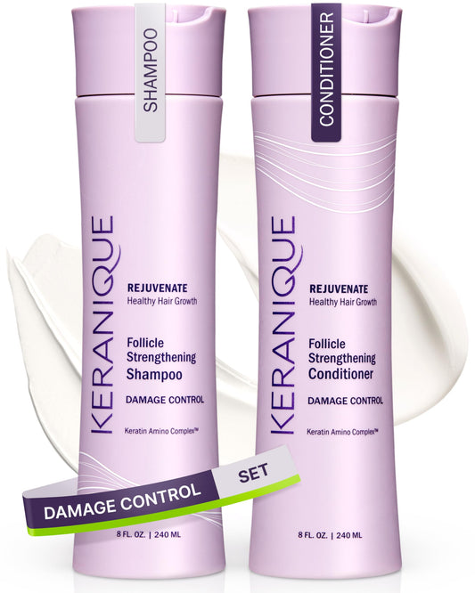 Keranique Damage Control Anti-Breakage Shampoo & Conditioner for Damaged, Thinning Hair - Intense Repair, Strengthening with Keratin, Biotin Beauty & Personal Care Keranique